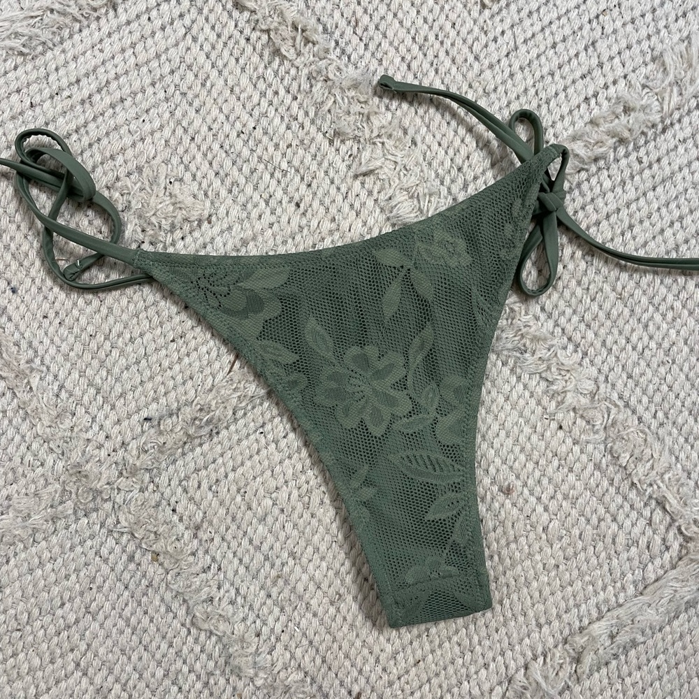 Aerie Olive Lace String Bikini Bottom xs New With Tag - Picture 5 of 5